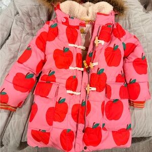 Mini Boden Apple Coat- Removable Fur lining